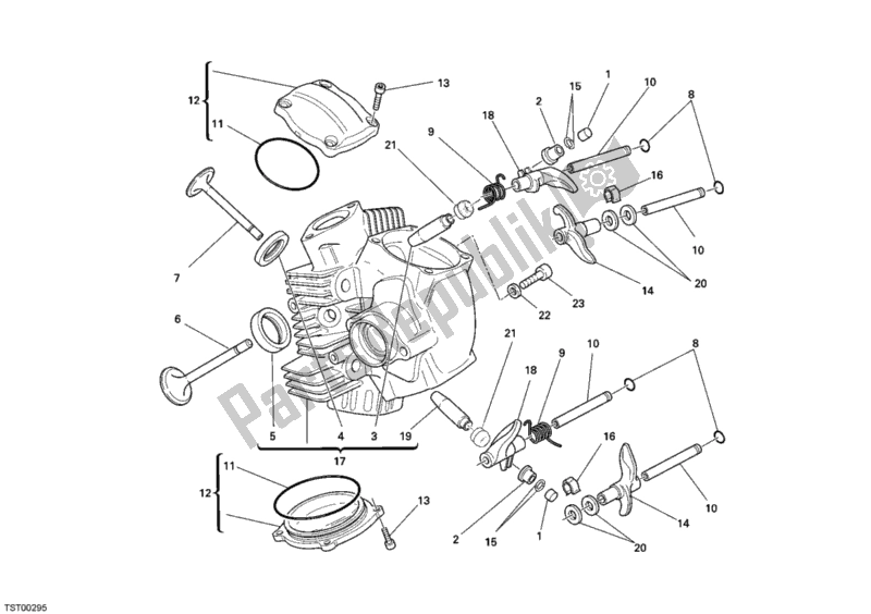 Todas as partes de Cabeça De Cilindro Horizontal do Ducati Monster 696 USA 2008